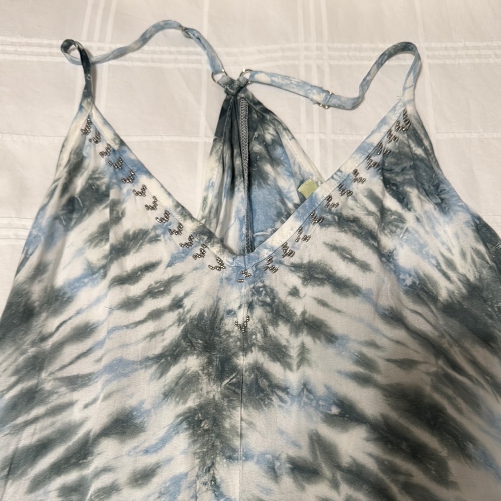 Bathing suit cover up Blue and White Tie-Dye Maxi Dress